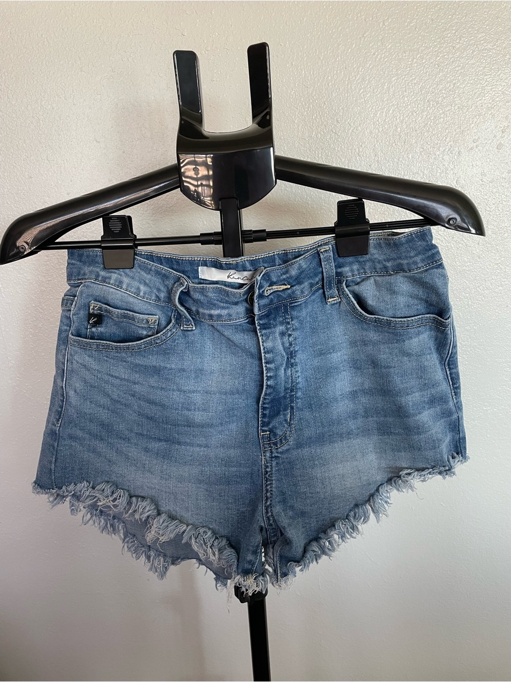 Medium Blue Distressed Denim Cutoff Shorts